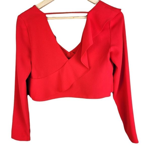 Zara Trafaluc Collection Cropped Top with Frills - Picture 1 of 8